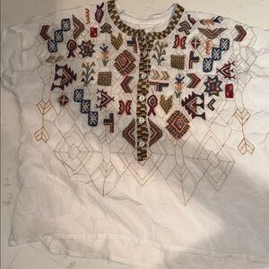 Johnny Was Biya 100% Silk White Blouse  - RARE piece!  Brand new without tags!